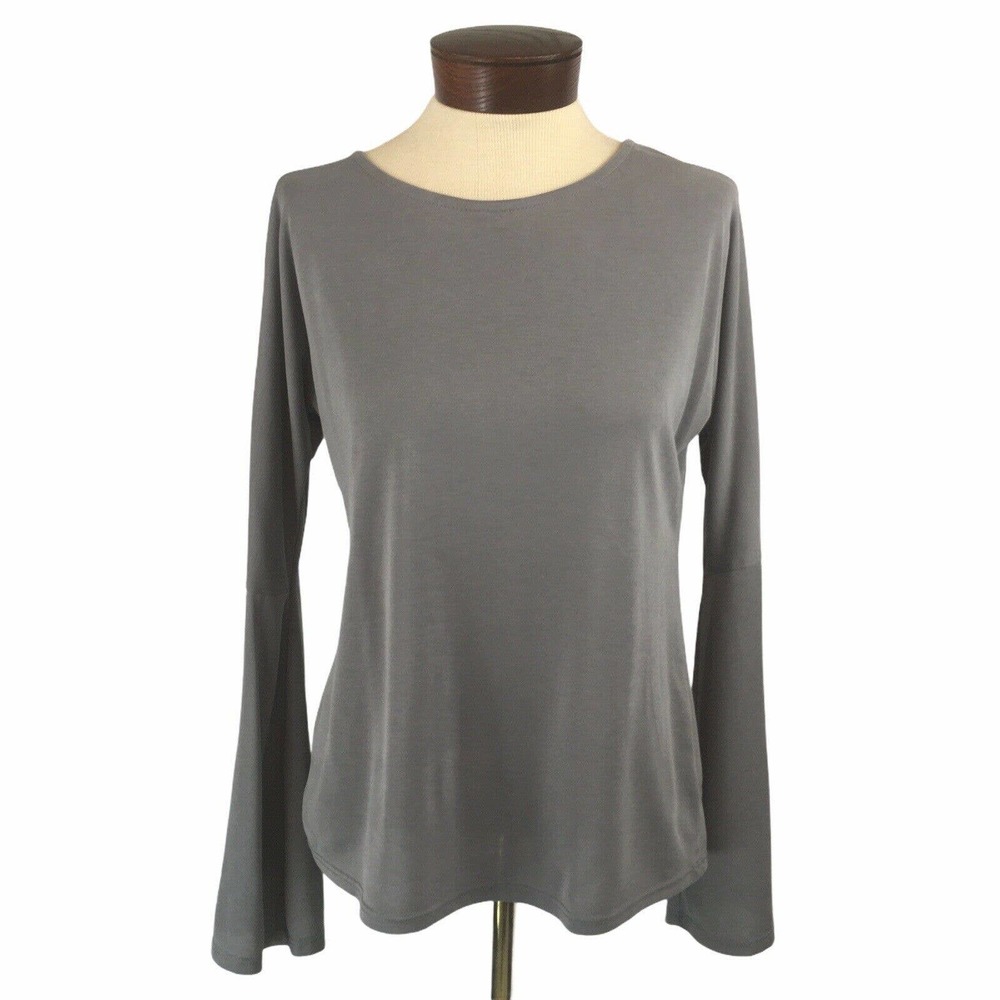 Green Envelope Grey Bell Sleeve Top, Sz S, EUC
